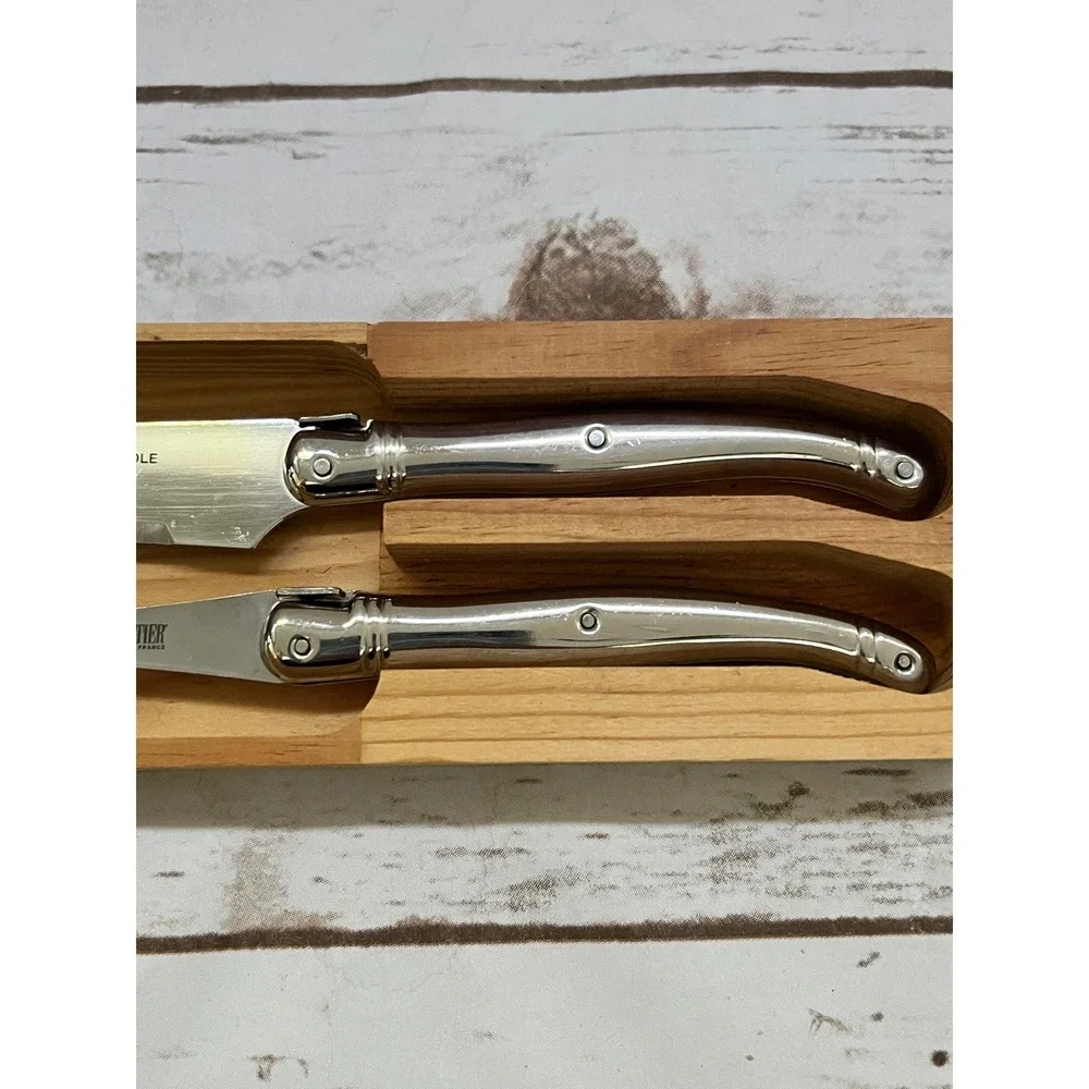 Sabatier La Guiole The Bee Carving Set Silver Stainless Steel 2pc with Wood Box